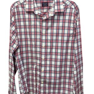UNTUCKit Men's Casual Red and Blue Checkered Shirt. Medium